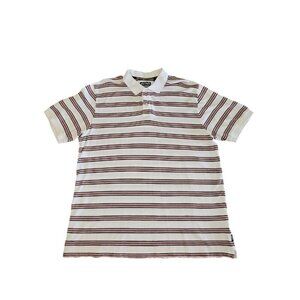 Chaps Men's White Striped Polo Size XL